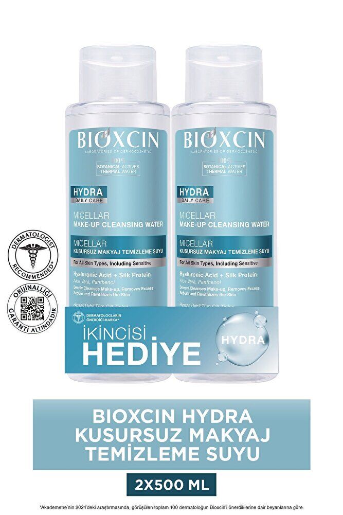 Hydra Micellar Makyaj Temizleme Suyu 500 ml, Hyaluronik Asit, AloeVera, Pantenol (1 Alana 1 Bedava)