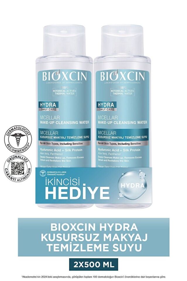 Hydra Micellar Makyaj Temizleme Suyu 500 ml, Hyaluronik Asit, AloeVera, Pantenol (1 Alana 1 Bedava)