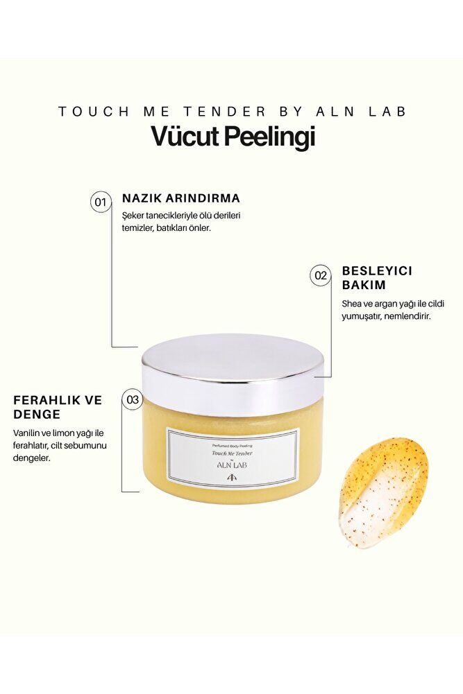 ALN Lab Vücut Peelingi – Nemlendirici, Besleyici, Batık Giderici, Arındırıcı | Limon Özlü
