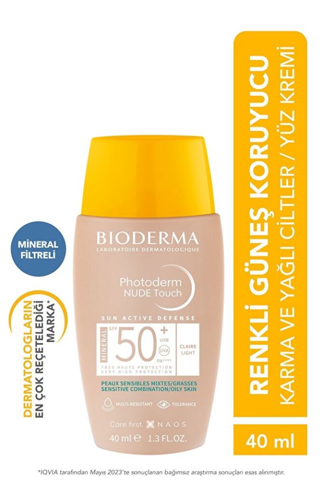 Photoderm Nude Touch SPF50+ Light Karma Yağlı Ciltler Kapatıcı Etkili Renkli Güneş Kremi 40