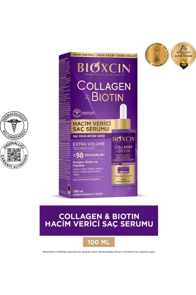 Bioxcin Kolajen ve Biotinli Hacim Artırıcı Saç Serumu 100 ml – Saç Dökülmesine Karşı, Tüm Saç Tiplerine Uygun