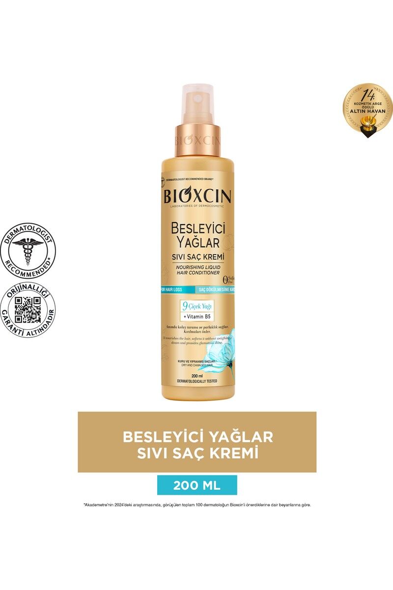Besleyici Yağlar Sıvı Saç Kremi 200 ml - Sülfatsız, Kuru ve Yıpranmış Saçlar Saç Dökülme Karşıtı