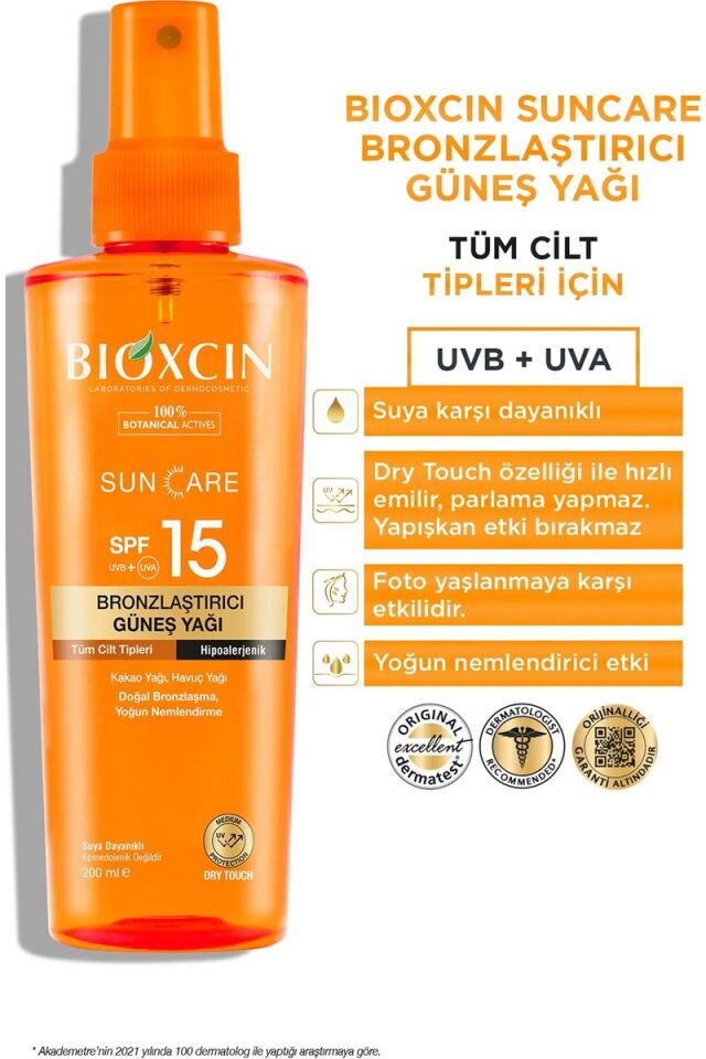 Bioxcin Sun Care SPF 15 Bronzlaştırıcı Sprey 200 ml
