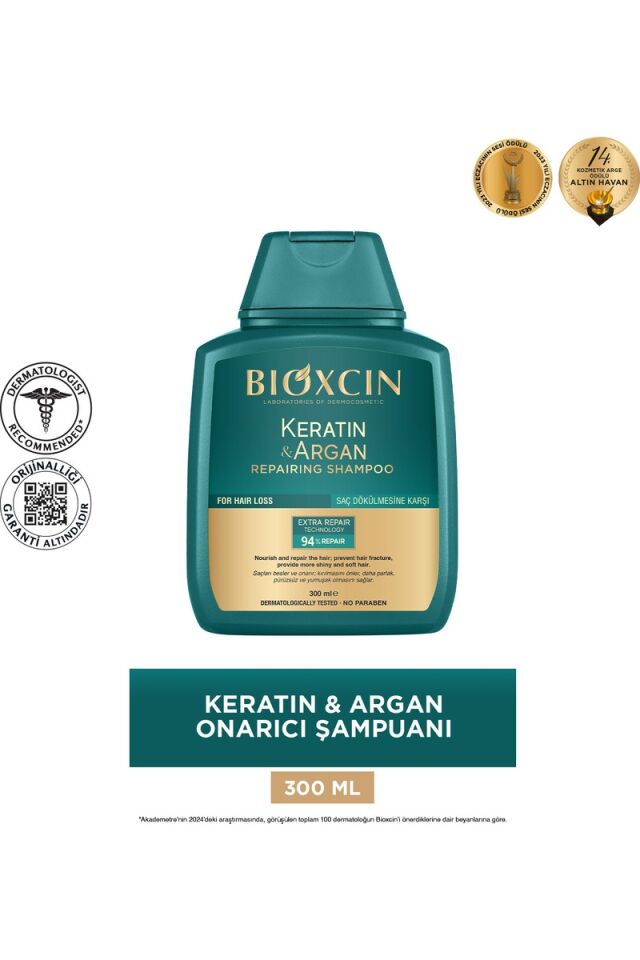 Bioxcin Keratin & Argan Onarıcı Bakım Şampuan 3 x 300 ml