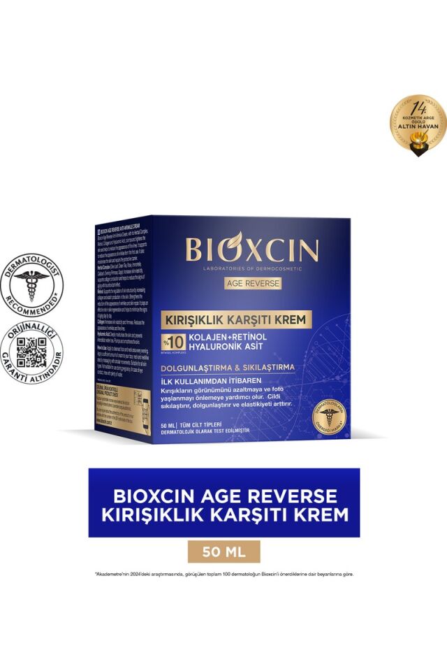 Bioxcin Age Reverse Krem - %10 Retinol, Kolajen Dolgunluk, Sıkılık 50 ml