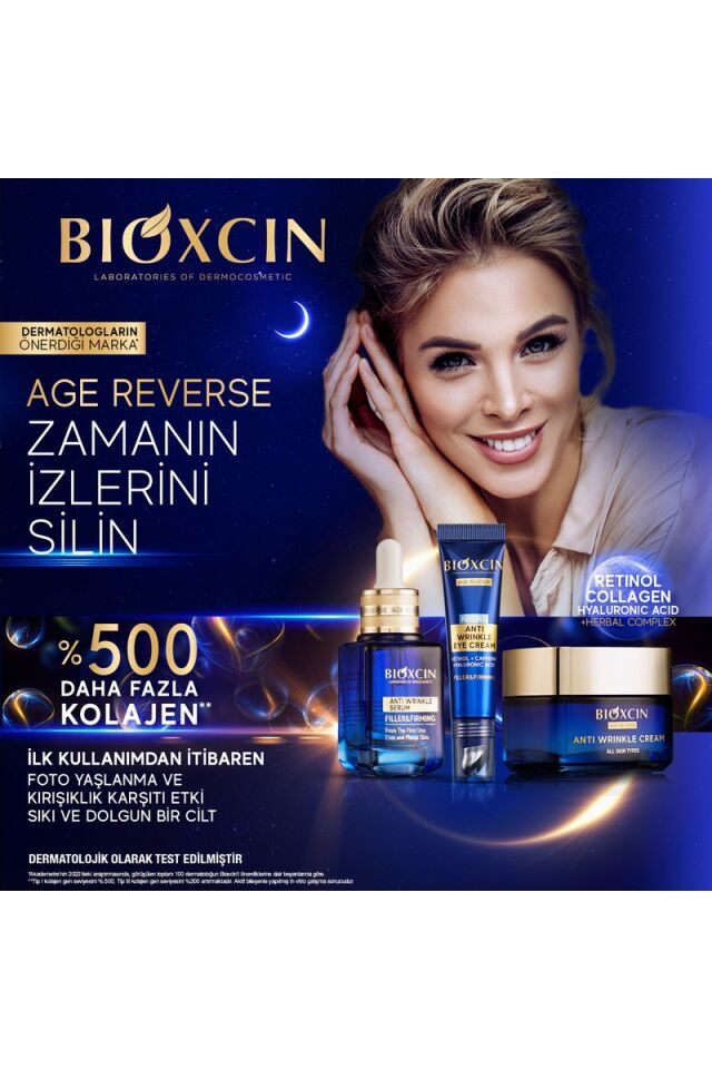 Bioxcin Age Reverse Krem - %10 Retinol, Kolajen Dolgunluk, Sıkılık 50 ml