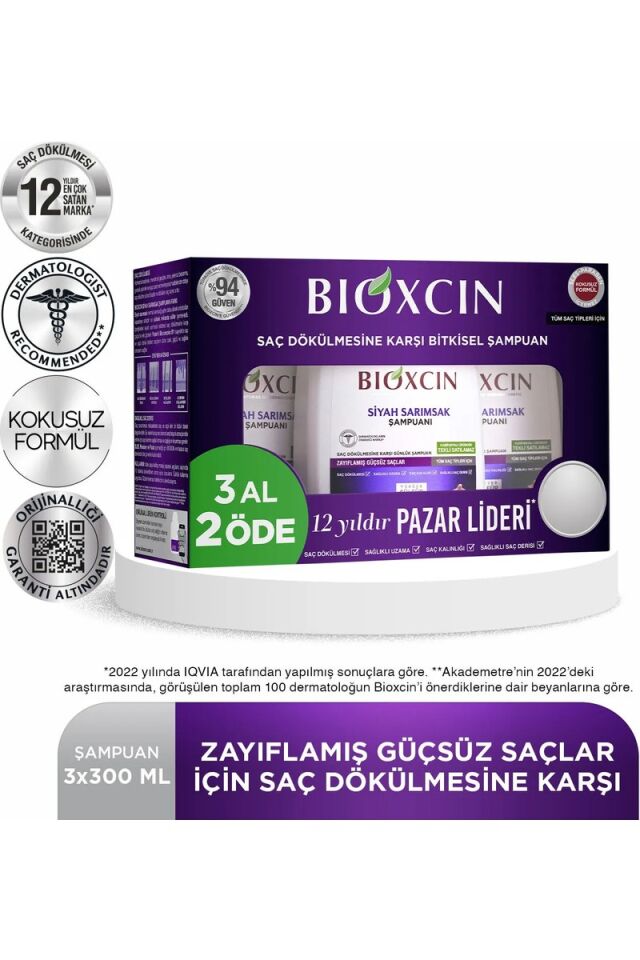 Bioxcin Siyah Sarımsak Şampuanı 3 al 2 öde (3x300ml)