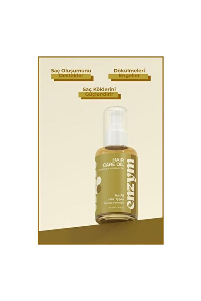 Enzym Cosmetics Doğal Saç Bakım Yağı Onarıcı Etkiyle 100 ml Biberiye İçerikli