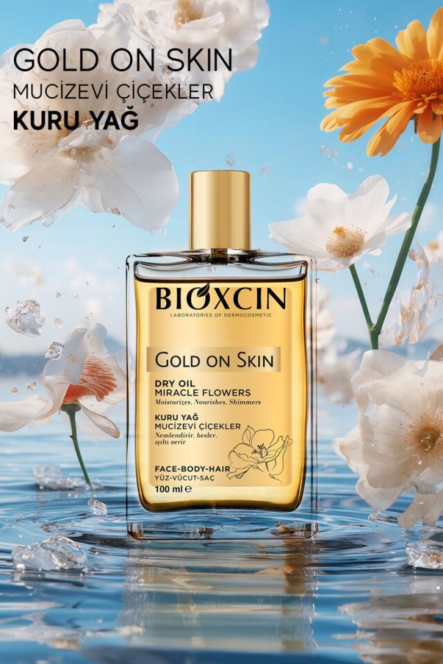 Bioxcin Gold On Skin Kuru Yağ 100 ml Sprey Doğal, Cilt & Saç Için Besleyici, Nemlendirici Yağ, Monoi Kokulu