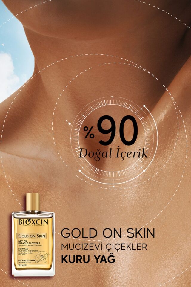 Bioxcin Gold On Skin Kuru Yağ 100 ml Sprey Doğal, Cilt & Saç Için Besleyici, Nemlendirici Yağ, Monoi Kokulu