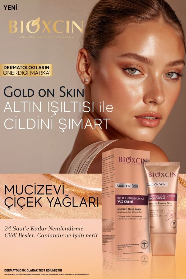 Bioxcin Gold On Skin Aydınlatıcı Yüz Kremi Tüm Cilt Tipleri İçin 50 ml Etkili Nemlendirici
