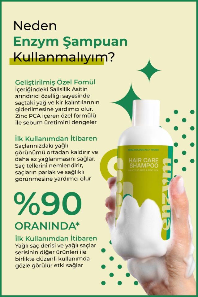 Enzym Cosmetics Yağlı Saç Derisi ve Yağlı Saçlar Için Saç Bakım Şampuanı 400 ml