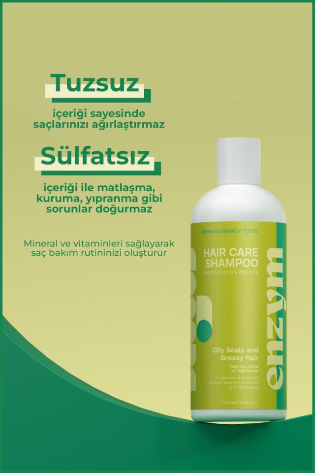 Enzym Cosmetics Yağlı Saç Derisi ve Yağlı Saçlar Için Saç Bakım Şampuanı 400 ml