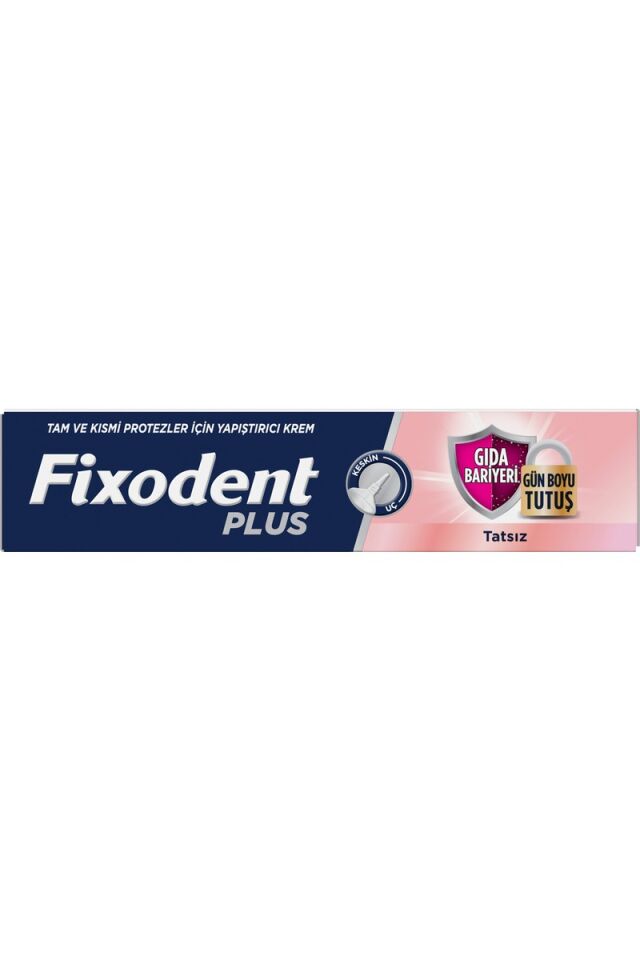 Fixodent Plus Diş Protez Yapıştırıcı Krem 40 g – Aromasız, Güçlü Tutuş ve Gıda Bariyeri, Tam/Kısmi Protezler İçin