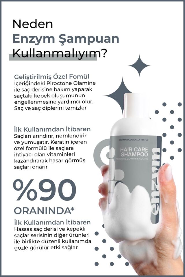 Enzym Cosmetics Hassas Saç Derisi ve Kepekli Saçlara Özel Saç Bakım Kepek Karşıtı Şampuanı 400 ml