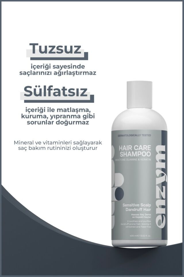 Enzym Cosmetics Hassas Saç Derisi ve Kepekli Saçlara Özel Saç Bakım Kepek Karşıtı Şampuanı 400 ml