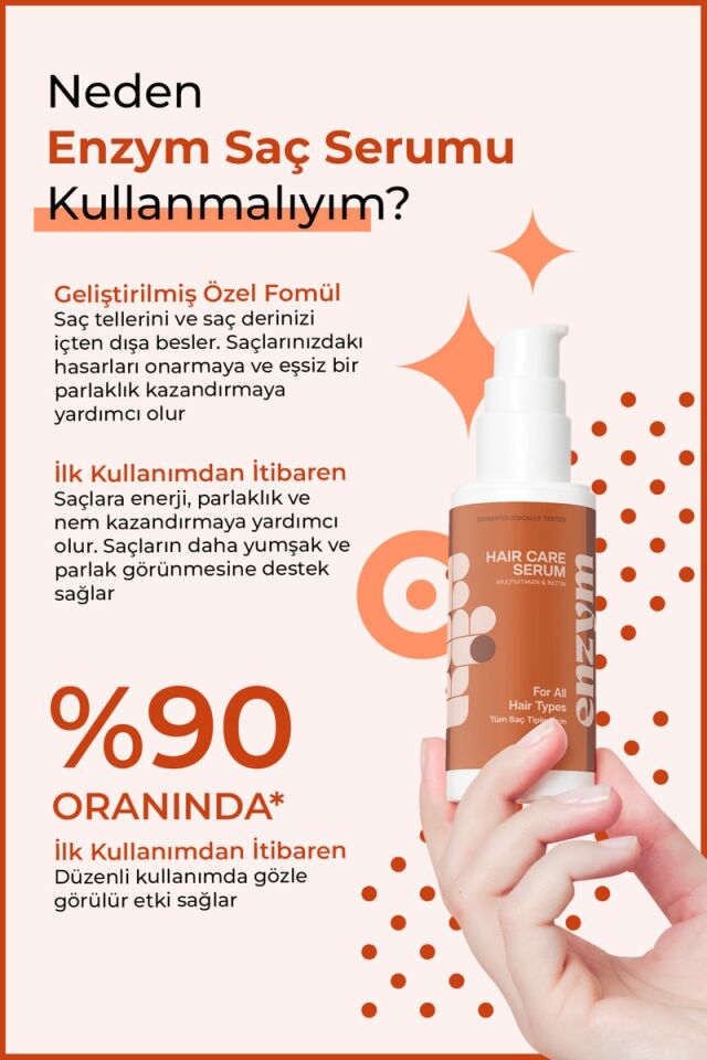 Enzym Cosmetics Enzym Multivitamin Saç Bakım Serumu Canlandırıcı Etki 75 ml Doğal İçeriklerle