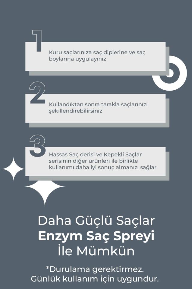 Enzym Cosmetics Hassas Saç Derisi ve Kepekli Saçlara Özel Saç Bakım Sprey 200 ml