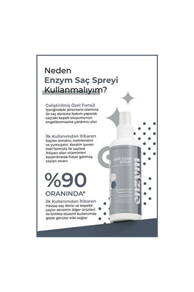 Enzym Cosmetics Enzym Saç Bakım Spreyi Hassas Saçlar İçin Kepek Karşıtı Etki 200 ml Çay Ağacı Kokusuyla