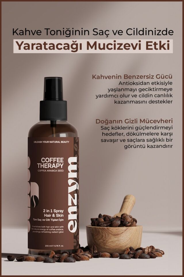 Enzym Cosmetics Doğal Kahve Toniği Saç ve Cilt Bakımı (Ton Eşitleme, Antioksidan) 200 ml