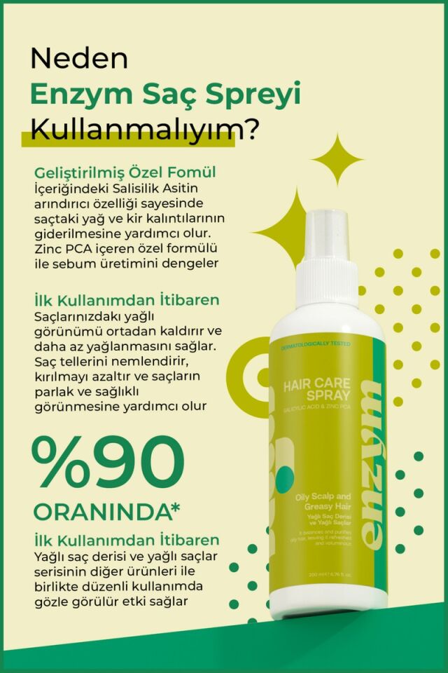 Yağlı Saç Derisi ve Yağlı Saçlara Özel Yağlanma Karşıtı Saç Bakım Spreyi 200 ml