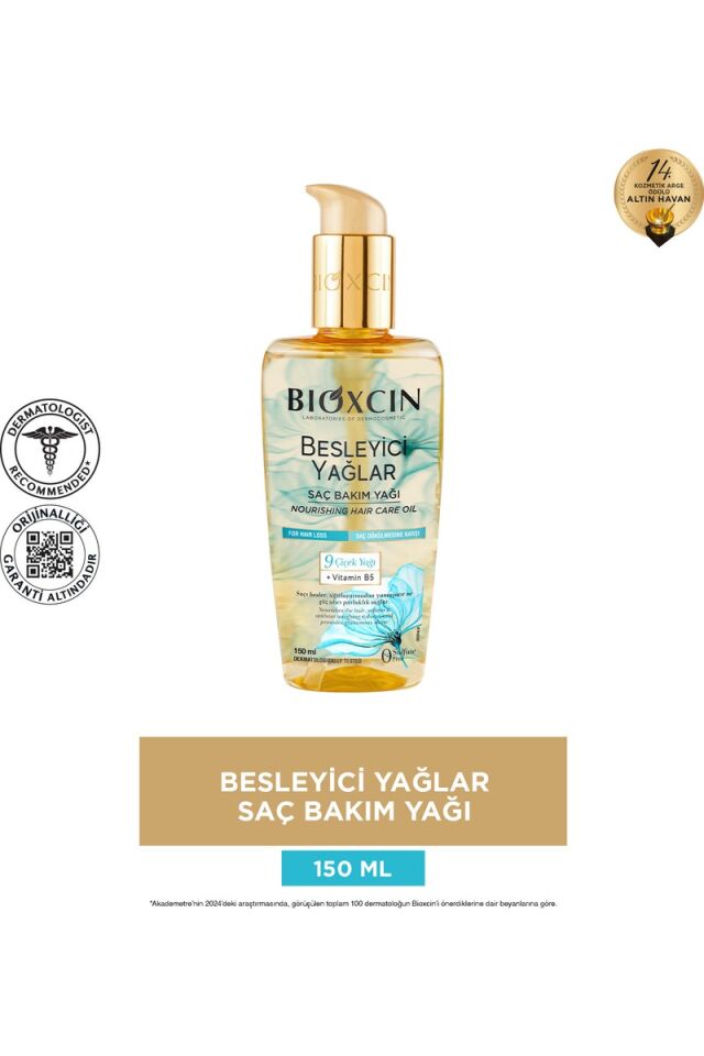 Bioxcin Sülfatsız Saç Bakım Yağı 150 ml – 9 Çiçek Yağı ve B5 Vitamini ile Dökülme Karşıtı, Kuru ve Yıpranmış Saçlar İçin Yoğun Besleyici