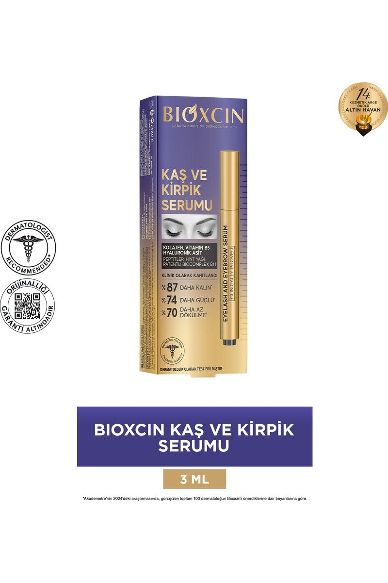 Bioxcin Kaş Kirpik Serumu - Kolajen Hyaluronik Asit Hint Yağı Keratin Peptidleri B5 Biocomplex B11