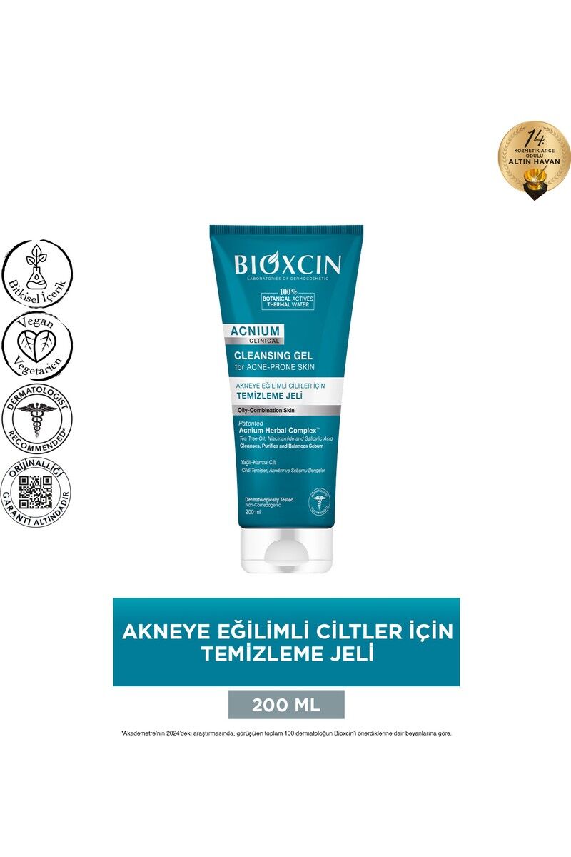 Bioxcin Acnium Yüz Yıkama Jeli Sivilce Karşıtı Etki 200 ml Akneli Ciltler İçin