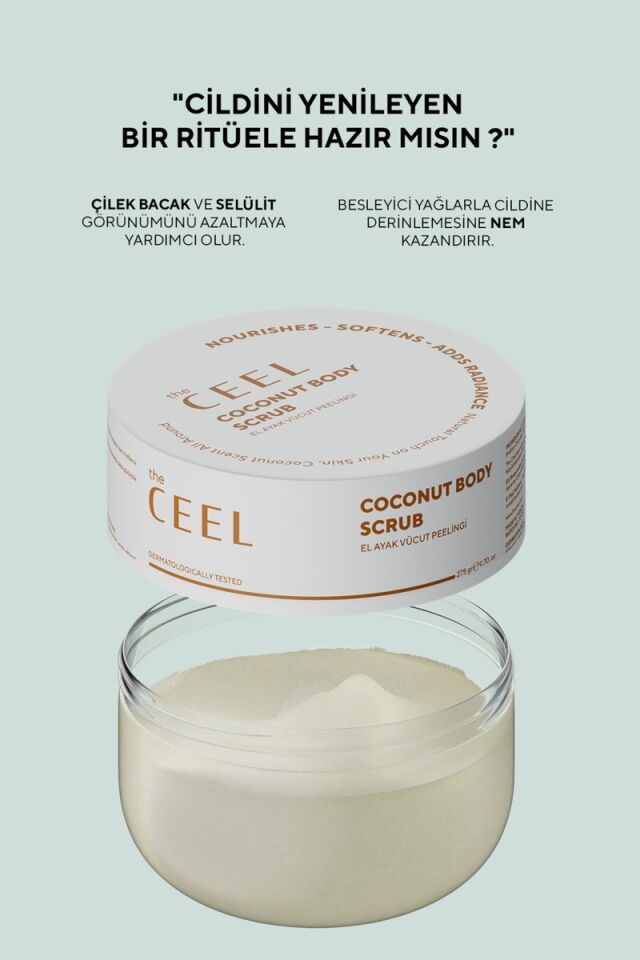 The Ceel Hindistan Cevizi Özlü Nemlendirici, Besleyici, Batık Giderici ve Arındırıcı Vücut Peelingi 275 gr