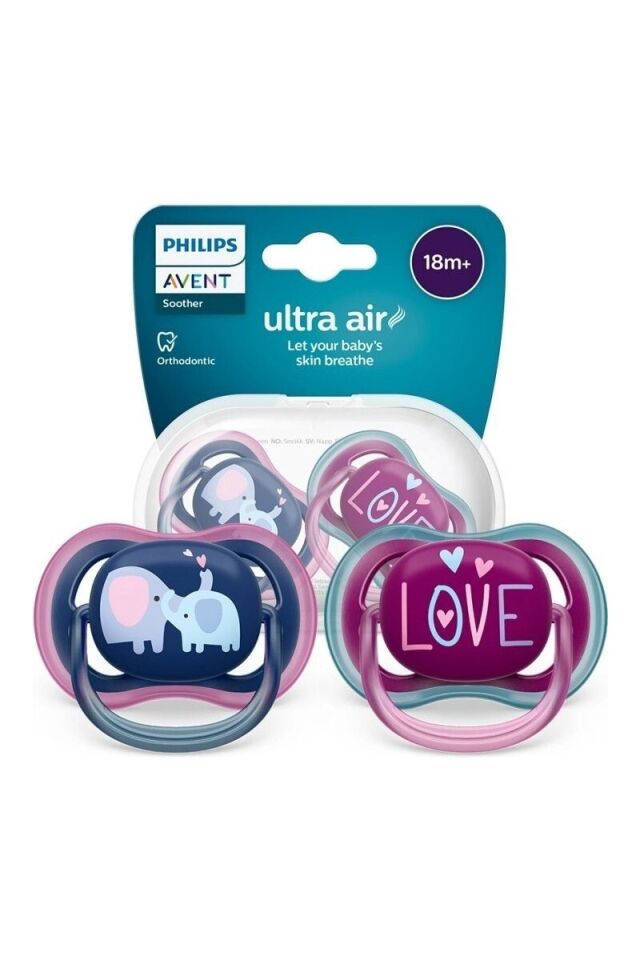 Philips Avent Ultra Air Emzik 18+ Ay,  2'li Paket, Kız, SCF349/22 - Pembe