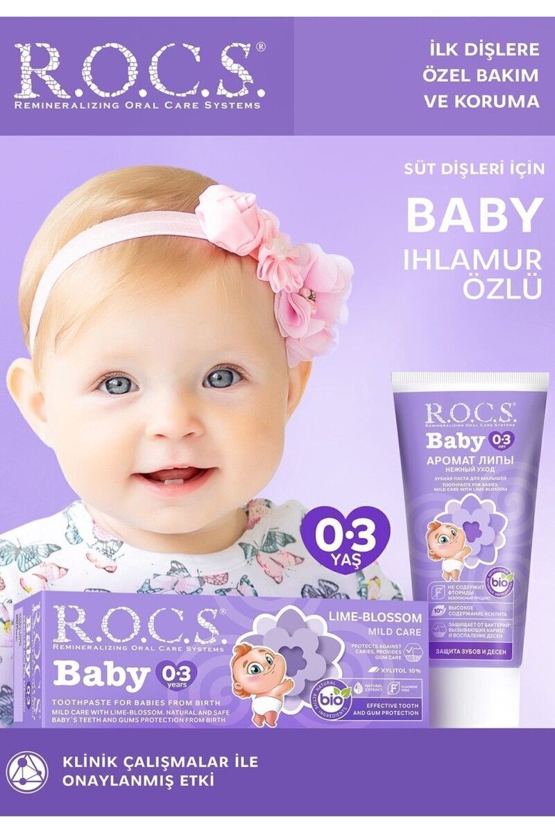 R.O.C.S. Rocs Baby Ihlamur Özlü 0-3 Yaş Florürsüz Diş Macunu 45 ml