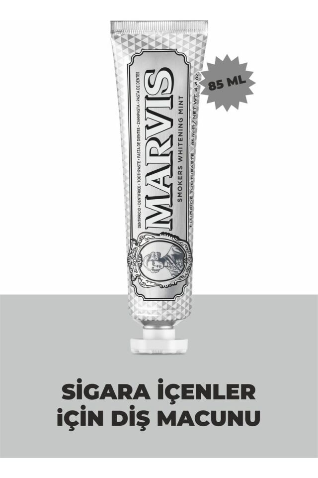 Marvis Smokers Diş Macunu - Sigara İçenler İçin Özel, Lekeleri Gideren ve Beyazlatan, 85 ml, Ferahlatıcı Nane Özelliği