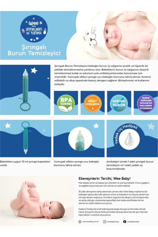 Wee Baby Şırıngalı Burun Temizleyici Pratik ve Hijyenik Kullanım İçin 1 Adet