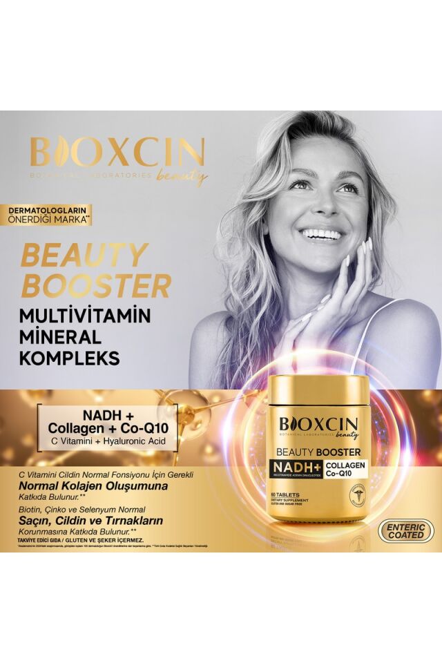 Bioxcin Beauty Booster 60 Tablet - Kolajen Nadh+ Co Q10 Glutatyon Biotin Astaksantin Resveratrol Hya Asit.