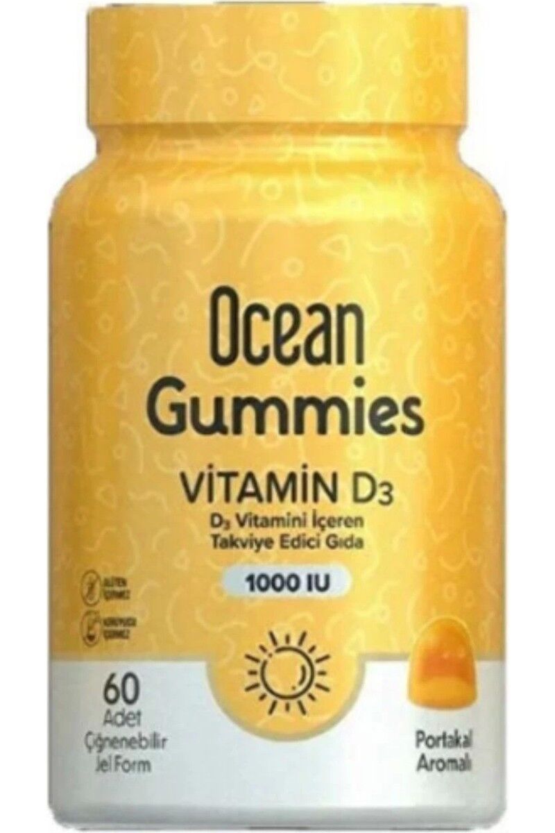 Orzax Ocean Gummies Vitamin D3 1000 IU D3 Vitamini İçeren Takviye Edici Gıda 60 Adet
