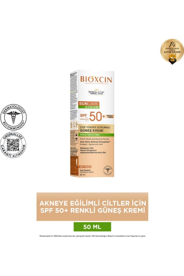 Bioxcin Suncare Akneye Eğilimli Ciltler İçin Spf 50+ Renkli Güneş Kremi 50 ml