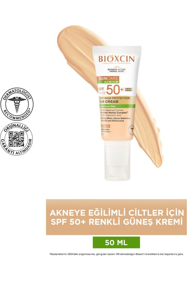 Bioxcin Suncare Akneye Eğilimli Ciltler İçin Spf 50+ Renkli Güneş Kremi 50 ml
