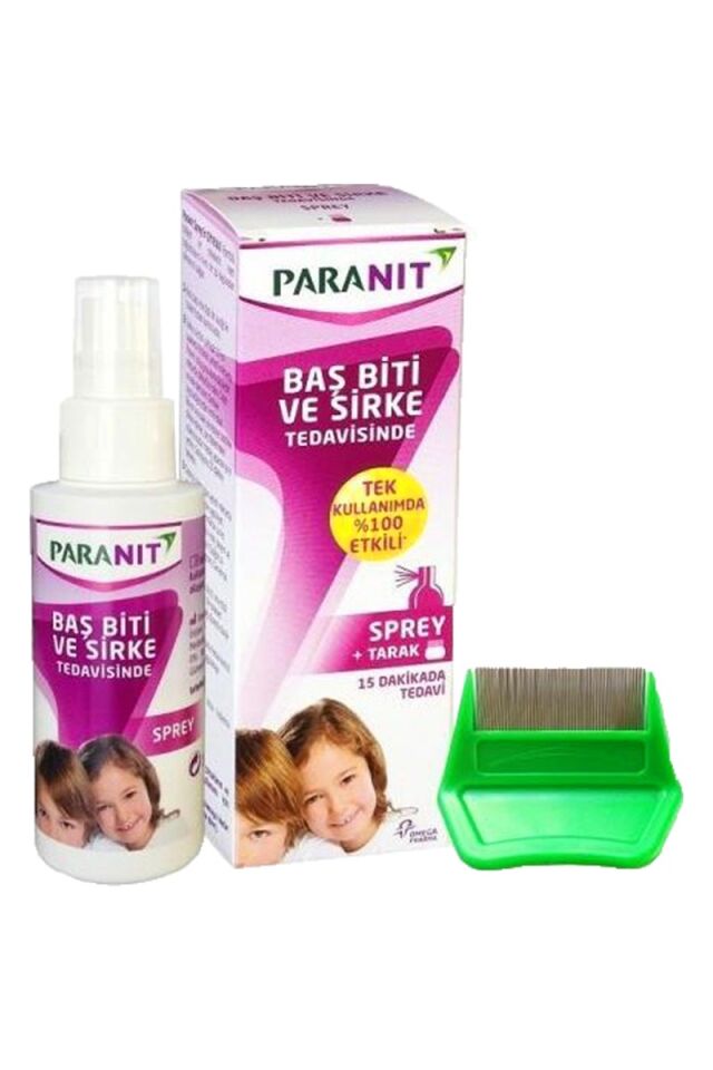 Paranit Baş Biti ve Sirke Tedavisi Spreyi ile Arındırıcı Tarak - 100 ml Plastik Şişe, Evde Kullanım için Etkili
